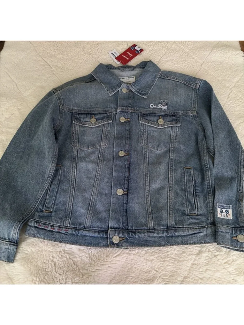 Disney Old Navy NWT Jean Jacket L 10/12 Girls American Mickey Oh Boy!